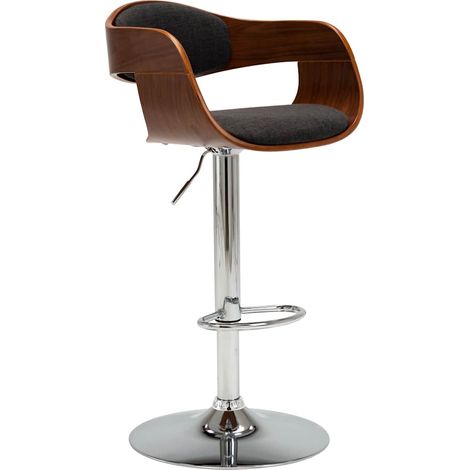 vidaXL Tabouret de bar Gris Bois courbé et tissu (1/5)