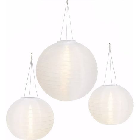 Lot de 3 lanternes solaires chinoises à LED blanc chaud (1/5)