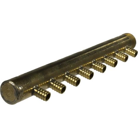Collecteur 3/4" (20/27) Mâle-Bouchonné 8 piquages à glissement pour tube PER diamètre 12 compris 8 bagues de 12 (1/5)