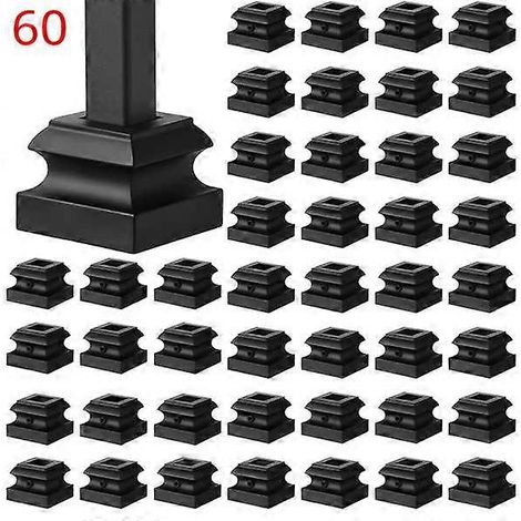 60 sabots plats en fer pour balustres d'escalier carrés de 1/2 pouce, à volutes et nœuds torsadés (1/5)