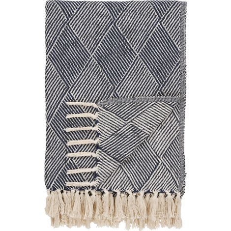Jeté de canapé bleu marine motif losanges - 130x180 cm FALLON (1/3)
