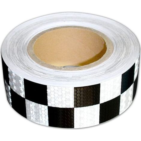 5cmx30M Réfléchissante Autocollante Ruban Avertisseur Réfléchissant Ruban Adhésif Réfléchissant Avertissement Ruban Types carrés 1 Pièces Noir Blanc (1/3)