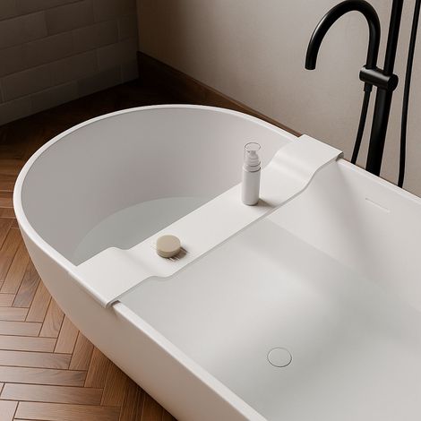 Sopravasca da bagno stand in artificial stone bianco opaco matt ogomondo confezione 1 (1/5)
