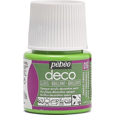 Peinture acrylique - Pébéo - P.BO Déco - Vert printemps - 45ml - Brillant