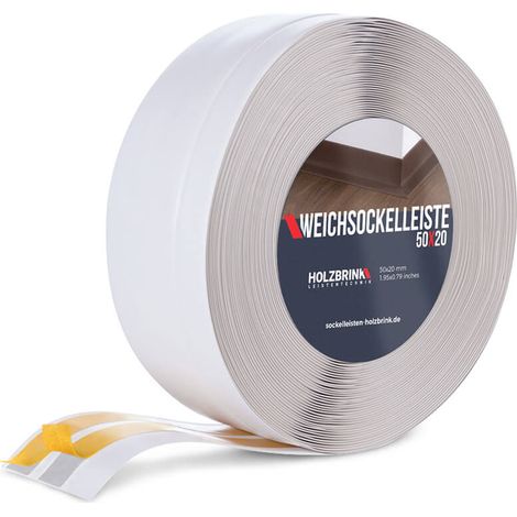 HOLZBRINK Plinthe Souple Autoadhésive Cendré Plinthe pliable, 50x20 mm, 25 m