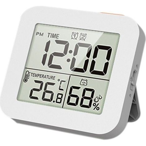 (White) LCD Digital Display Thermo-Hygrometer Multifunctional Thermo-Hygrometer Clock Cyclic Timer Two Sets (1/5)