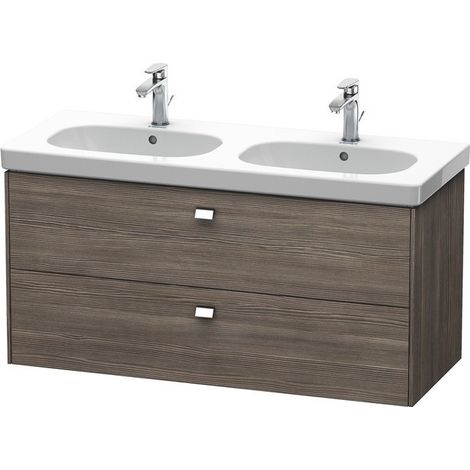 Mobile toilette a parete Duravit Brioso Vanity 117,0 x 46,9 cm, con 2 cassetti, incl. apertura per sifone e grembiule, per lavabo D-Code 034812, Colore (anteriore/corpo): Pine Terra decor, maniglia cromata - BR414801051