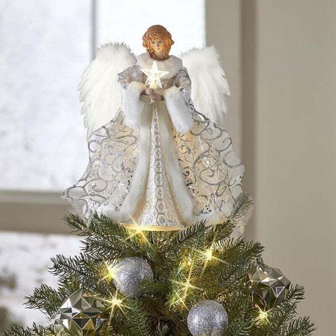 Décoration de sapin de Noël délicate, pendentif en forme d'ange blanc, statue d'ange pour décoration d'intérieur, décoration d'ambiance festive, festival - 32 cm (1/4)