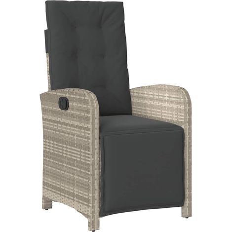 Maison Exclusive - Sedia Reclinabile Giardino Poggiapiedi Grigio Chiaro Polyrattan
