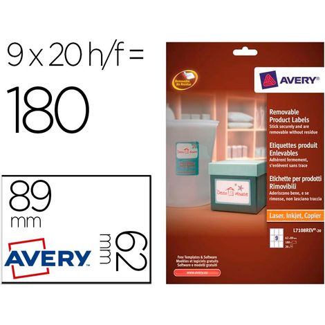 Avery Removable Product Labels Blanco