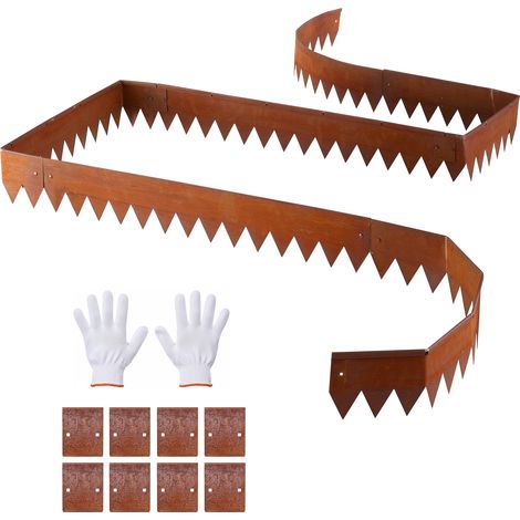 VEVOR Borde de Cesped de Acero Corten, 1016 x 152 mm, 6 Piezas de Borde, 8 Placas de Conexión, Delimitador de Metal Exterior, Bordura de Jardín Flexible con Guantes para Paisajismo Senderos Parterres (1/5)