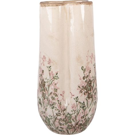 Vase Décoratif en Céramique Beige Design Moderne pour Fleurs et Décoration 18 x 36 cm - PANGIVO (1/4)