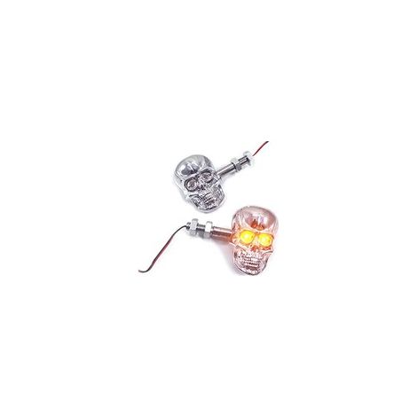 Pack de 2 Clignotants LED Skull Moto Style Harley - Tête de Mort - Chopper (1/3)