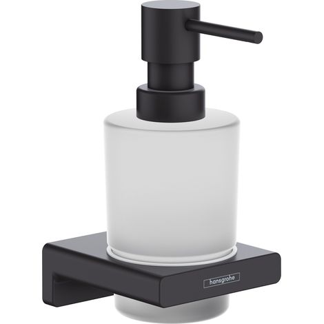Hansgrohe AddStoris - Dispenser di sapone liquido con supporto, vetro opaco/nero opaco 41745670 (1/5)