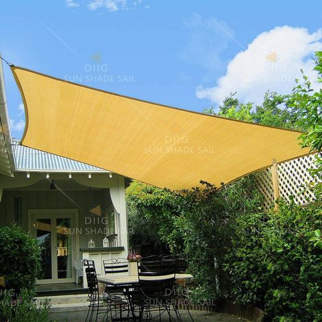 Voile d'ombrage rectangulaire 3x4m, toile HDPE pour terrasse balcon jardin piscine, couleur sable, protection UV extérieure (1/5)