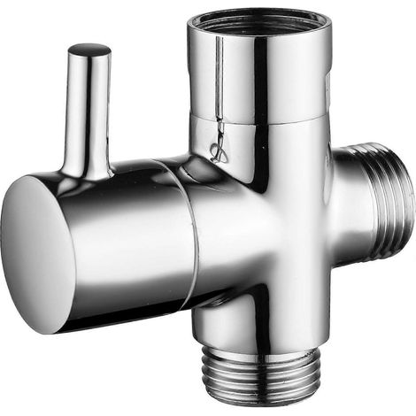 Robinet 3 voies en laiton massif G1/2" pour douchette, composants de douche, raccord universel, chromé (1/5)