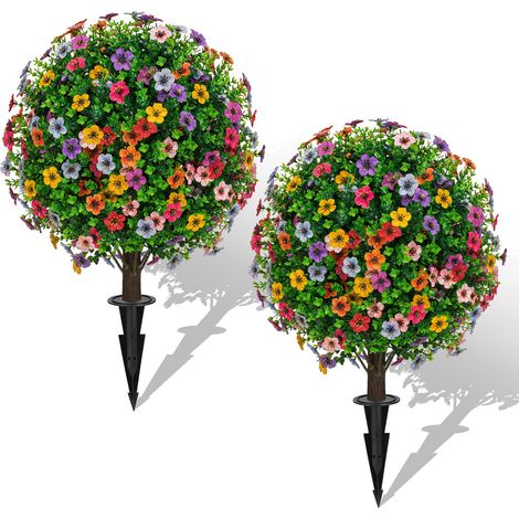 Ensemble de deux plantes réalistes, ornements paysagers artificiels,plantes artificielles d'extérieur, adaptées à une utilisation en extérieur (1/5)