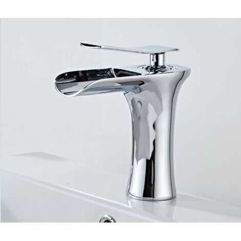 Maison Salle de bain Robinet Mitigeur chromé chute d'eau en cascade pour lavabo vasque carré (1/5)