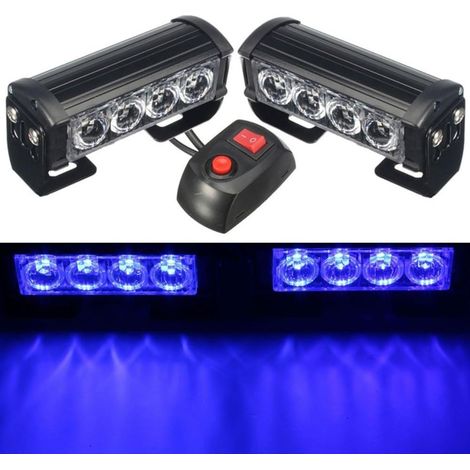 Lumière stroboscopique, 2PCS Un à Deux LED Voyant d'avertissement stroboscopique d'urgence Voyant d'avertissement Flash d'urgence 12V General Motors Camion Remorque (Bleu) (1/4)