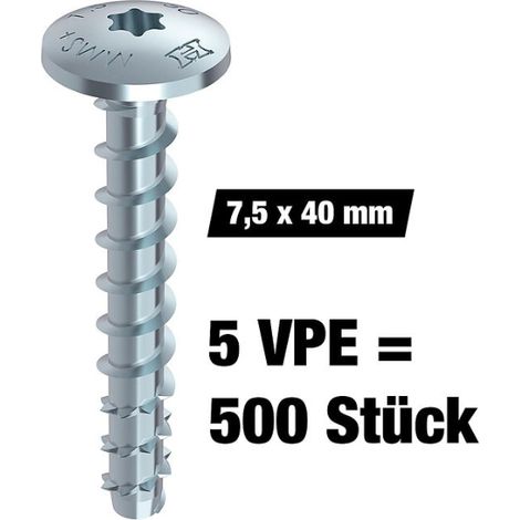 Set promotionnel - Heco Multi Monti tête ronde plate 7,5x40 mm, 5x 100 pcs.
