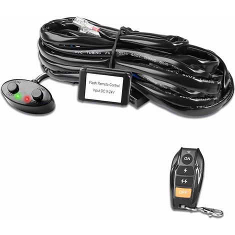 Kit di cablaggio per barra luminosa a LED, kit di controllo remoto wireless da 480 W, cavo centrale da 18 AWG per fendinebbia auto, lavoro, guida, adatto a 2 persone (2 metri). (1/5)
