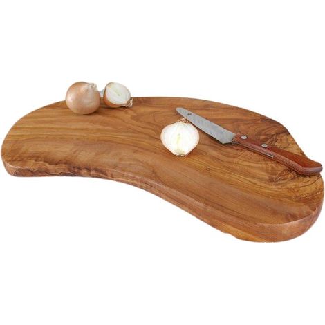 Planche à découper rustique en bois d'olivier pour cuisine et apéritif, 40-44 cm - PANGIVO (1/4)