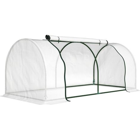 Invernadero de PE con malla y estructura de acero 200 x 100 x 80 cm blanco (1/5)