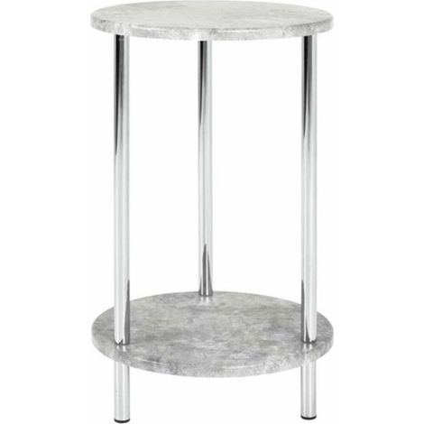 Table d'Appoint Ronde Effet Béton "Miguel" 50cm Gris (1/2)