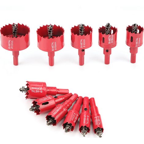Ensemble de 11 scies cloches bimétalliques en acier rapide M42 de 16 à 53 mm avec foret à carottage (1/5)