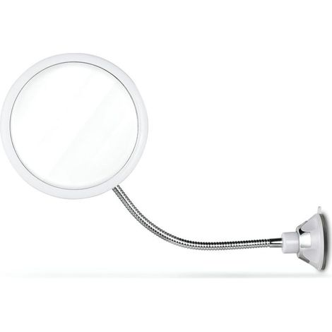 Miroir de douche rond sans buée de 17 cm, col de cygne réglable, pivotant 360°, ventouse puissante, incassable (1/5)