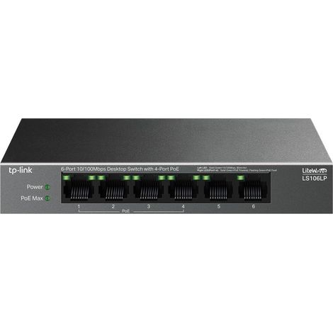 HUB Switch puertos 6 TP-LINK LS106LP Fast Ethernet (10/100) Negro