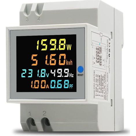 Contatore di energia digitale AC 40-300V 100A – Voltmetro amperometro DIN – Misura fino a 30000W – Compatibile con installazioni domestiche e industriali (1/5)