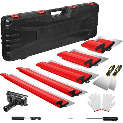 Juego de raspadores para paneles de yeso, mango ajustable, diseño ergonómico, color rojo. (1/2)