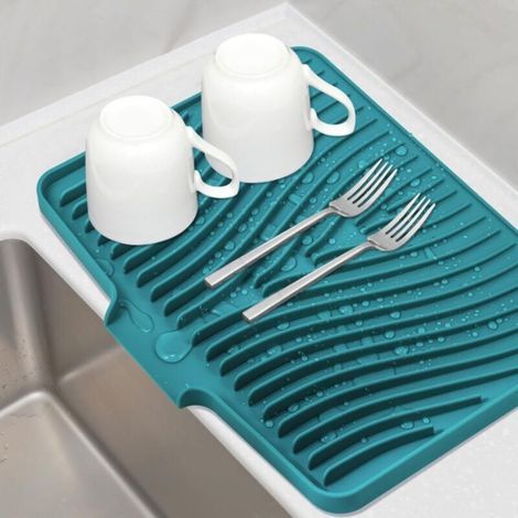 [JAMAIS UTILISÉ] Tapis de cuisine en silicone, tapis d'égouttage, vert (1/4)