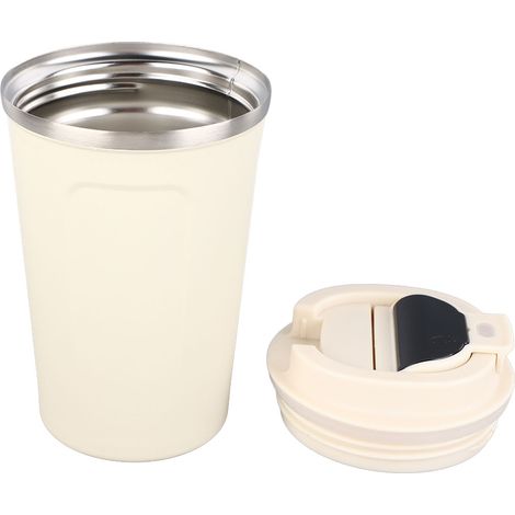 Isolierter Reisebecher aus Edelstahl 304 mit intelligenter Temperaturanzeige, 380 ml, Deckel, Weiß (1/5)