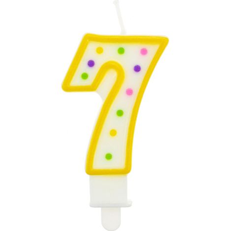 Vela con el número "7", puntos de 7,5 cm, 1 unidad.