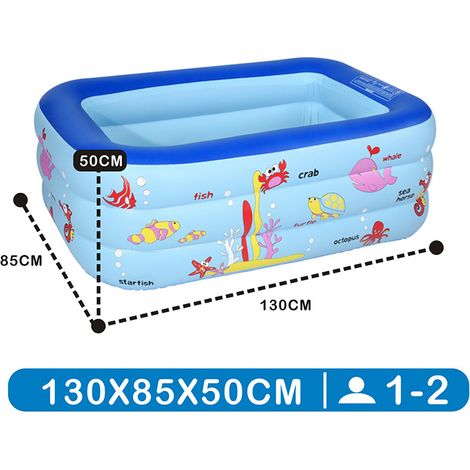 Grande Piscine Gonflable Intérieure pour Enfants 130x85x55cm, Bassin de Jeu Épais à 3 Couches pour Bébé et Tout-Petit, Pataugeoire Domestique et Bac à Sable