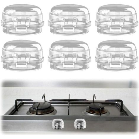 6 Pièces Cache-Boutons de Cuisinière, Protection Gaziniere, Bouton de Sécurité Four, Couvercle Transparent, Bouton Amovible, pour Protection Serrures Bébé Cuisine Sécurité (Blanc) (1/5)