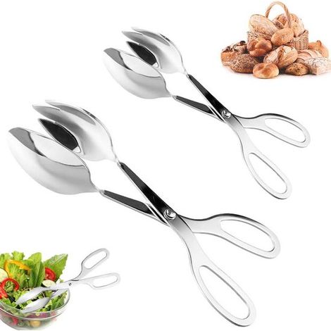 2 pinze da cucina da 25,3 cm, pinze per carne, pinze da portata, pinze da cucina, pinze per griglia, pinze da cucina in acciaio inox, aiuto in cucina per bistecche, waffle, pinze per griglia (1/5)