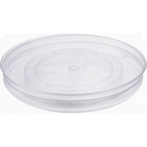 Small BPA-free plastic rotating tray for spices and kitchen ingredients, rotating base for the cupboard, transparent, 29 cm (1/5)