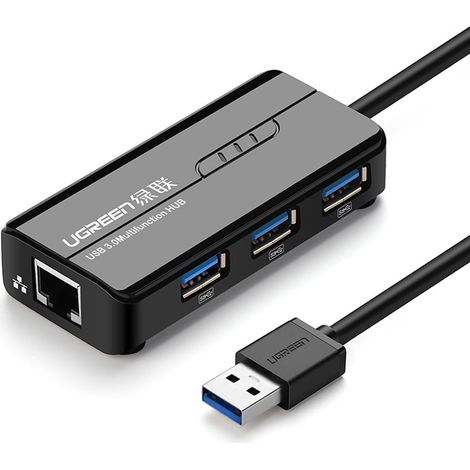 UGREEN HUB USB-A 3.0 a 3x USB-A / 1x RJ45 1000 Mbps - Nero (1/5)