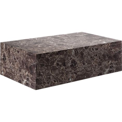 ISBEL - Table basse rectangulaire en marbre d'ingénierie marron (1/3)