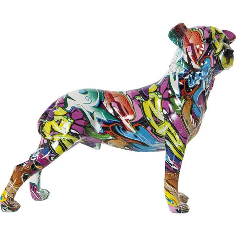 Sculpture chien coloré en résine pour déco urbaine dynamique - Explosion de couleurs style graffiti