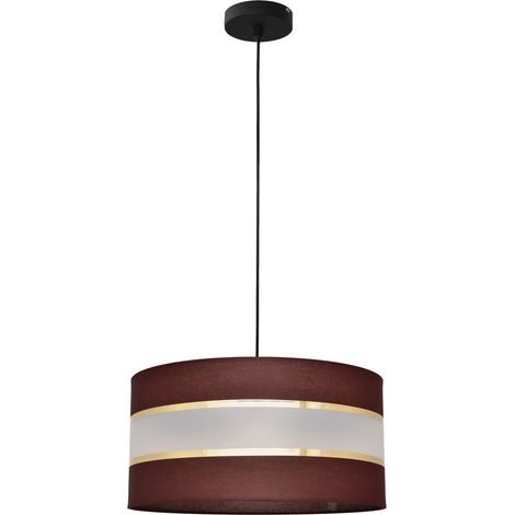 Helam HELEN Plafonnier Suspension Cylindrique Marron, Or, Noir 40cm