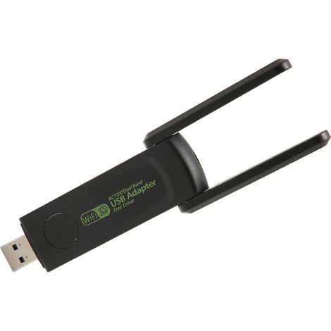 Adaptateur réseau sans fil 1300 Mbps 2,4 GHz/5 GHz double bande double antenne USB 3.0 WiFi pour PC (1/5)