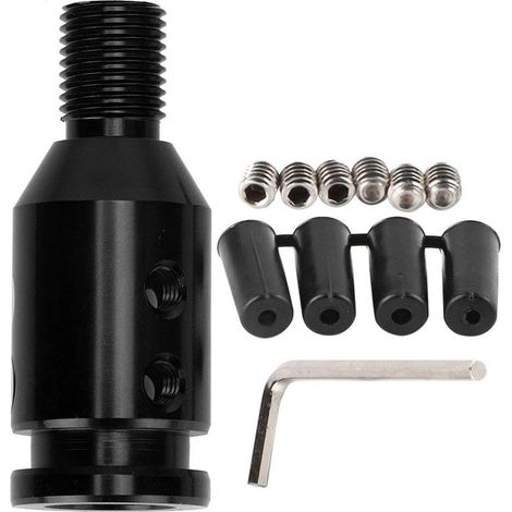 Adaptador para pomo de palanca de cambios de coche, adaptador universal para palancas de cambio sin rosca 12x1.25 (Negro) (1/5)