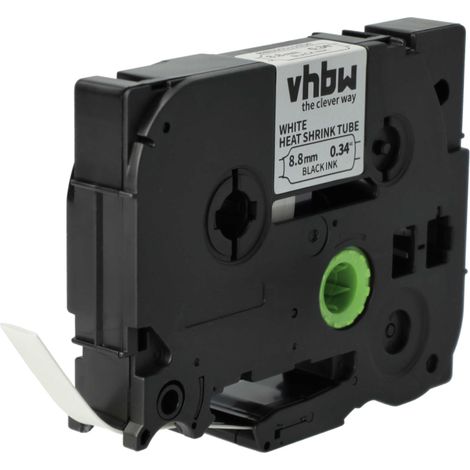 vhbw Label Tape Replacement for Brother HSe-221, HSe221, LMHSe221 for Label Printer, Black on White, Heat Shrink Tape, 8.8 mm (1/4)