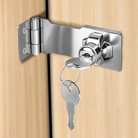 In lucchettabile, in Acciaio inox, 3 pollici chiusura a chiave in un angolo di 90 gradi con il pomello di blocco e 2 chiavi per la camera da letto, armadio, cassetto, porta al giardino (1/5)