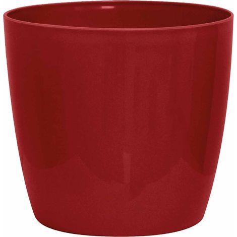 Vaso brillante - GARDEN ID - Rosso Lucido con ruote - 30 x 27 cm - Aspetto ceramica - Impermeabile - Facile da spostare (1/3)