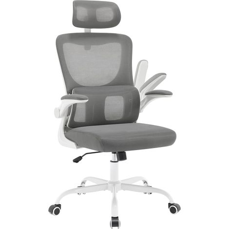 WOLTU Silla de Oficina - Sillón Ergonómico con Soporte Lumbar, Respaldo Reclinable y Altura Regulable, Gris